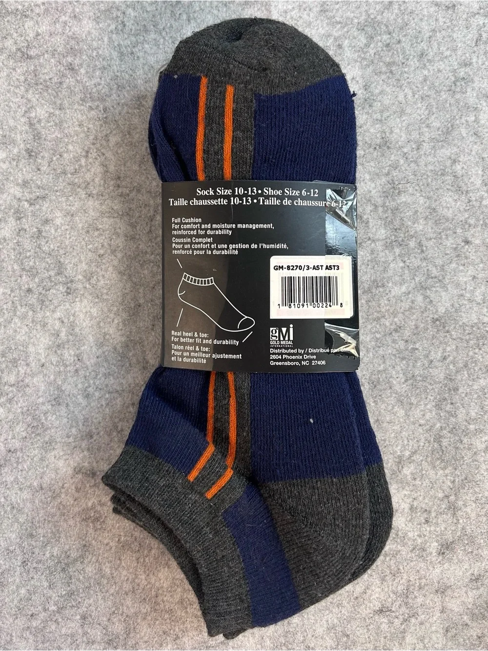 New Gold Medal Men’s Athletic Low Cut 3 Pack Socks / Blue